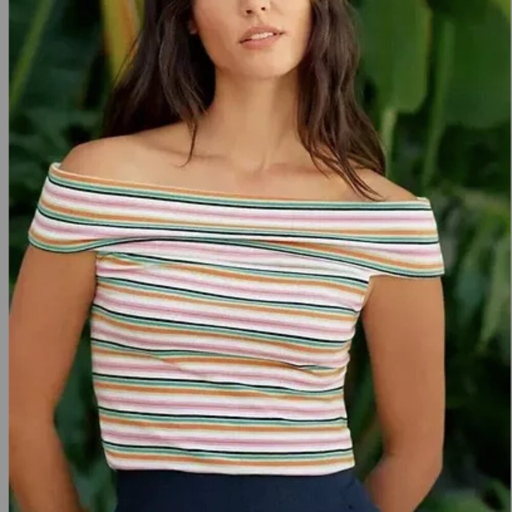 Anthropologie Maeve Off-the-shoulder Striped Top